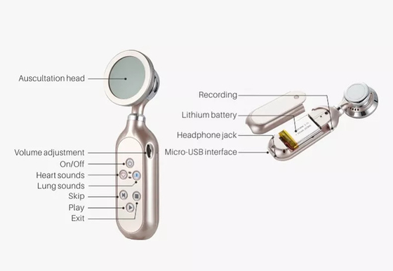 Profesjonalne domowe urządzenia medyczne Bluetooth Smart USB Cyfrowy bezprzewodowy stetoskop